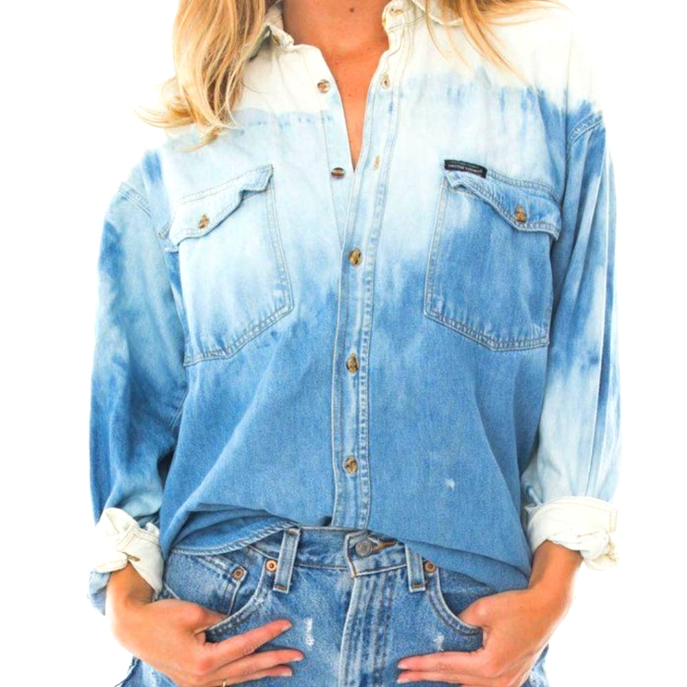 Vintage denim shirts with patches